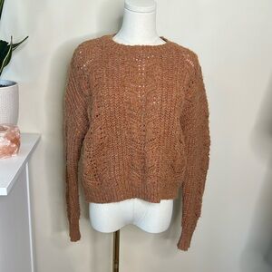 Ruby Moon rust or burnt range knit sweater short sz small wool polyester